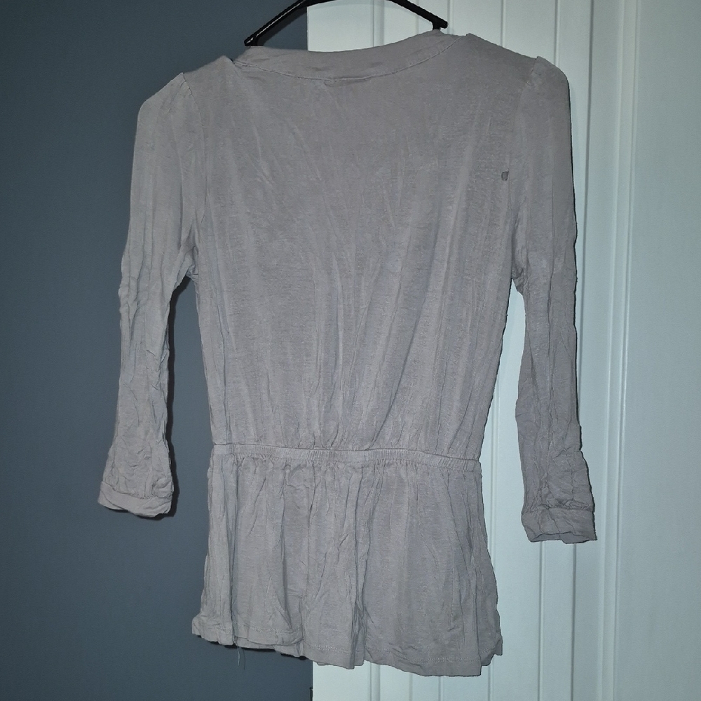Pretty Good Light Gray Ruffle Blouse - Picture 4 of 7